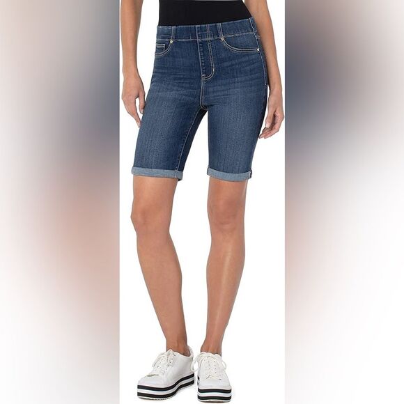 NWT Liverpool The Bermuda Chloe Pull-On Mid Rise Stretch Denim Jean Shorts 4/27 - Picture 1 of 11